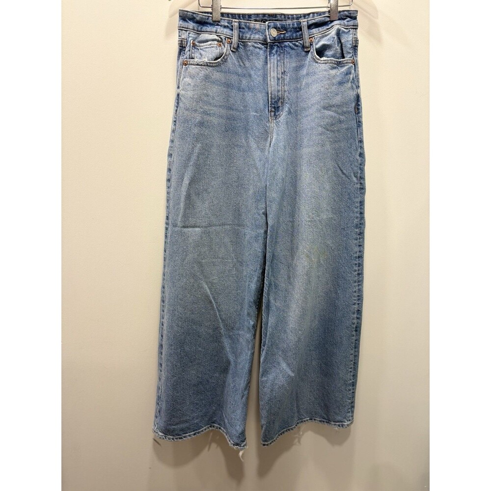 American Eagle Strigid Super High-Rise Baggy Wide Leg Ankle Jeans 4 Short